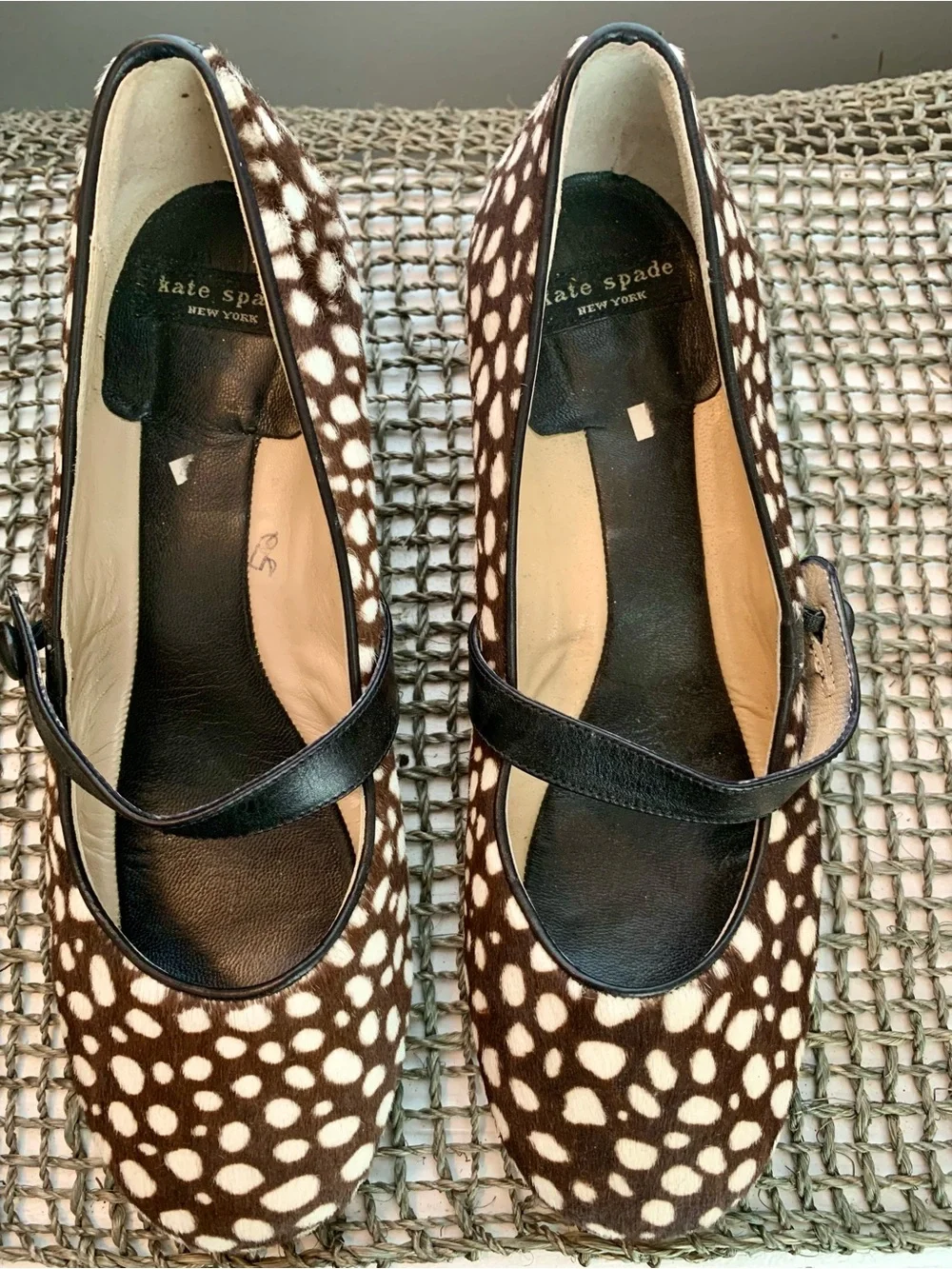 kate spade New York Spotted Calf Hair Mary Jane Heels